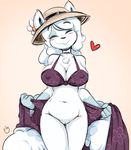  &lt;3 2016 4_fingers alolan_vulpix anthro big_breasts blue_pussy blush bottomless bra breasts chest_tuft cleavage clothed clothing duckdraw eyes_closed female flower fur hair hat jewelry navel necklace nintendo nipple_bulge petra_(duckdraw) plant pok&eacute;mon pussy sarong smile solo thick_bottom_lip tuft underwear undressing video_games white_fur white_hair 