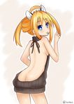  :p blue_eyes highres meme_attire nan0teck neptune_(series) orange_hair orange_heart short_hair smile solo tongue tongue_out virgin_killer_sweater 