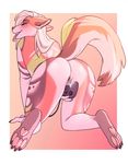  2017 anthro bent_over blush butt canine female fox jush mammal masturbation pawpads pussy pussy_juice raised_tail sammie_(ziggy-zerda) simple_background solo tongue tongue_out 