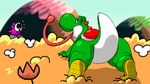  butt dinosaur jojomagee male mario_bros nintendo presenting scalie shyguy surprise tongue video_games yoshi 