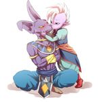  2boys beerus blush cat deity dragon_ball dragon_ball_super dragonball_z earring hakaishin interspecies kaioshin kiss male_focus multiple_boys no_humans pointy_ears shin_(dragon_ball) 