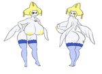  2017 anthro anthrofied big_breasts big_butt blush breasts butt clothing deadpliss female hand_on_butt jirachi kaboozle legendary_pok&eacute;mon legwear looking_at_viewer looking_back model_sheet mostly_nude nintendo nipples nude pok&eacute;mon pok&eacute;morph pussy simple_background smile star stockings video_games white_background wings 