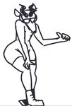  ambiguous_gender antelope anthro boots clothing cytl eyewear flat_chested footwear gazelle glasses horn jackie_(nitw) legwear mammal monochrome mostly_nude naturally_censored night_in_the_woods stockings 