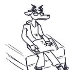  antelope anthro bed bulge clothed clothing cytl ear_piercing eyewear frown gazelle glasses jackie_(nitw) male mammal monochrome night_in_the_woods on_bed piercing pillow solo 