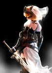  armor blonde_hair highres namako_(namacotan) original short_hair solo sword thighhighs weapon yellow_eyes 