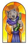  anthro eyes_closed food male mammal marsupial saint saint_wombus solo ursula_vernon vegetable wombat zucchini 