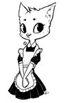  2017 alec8ter anthro black_and_white cat clothed clothing feline female looking_at_viewer mae_(nitw) maid_uniform mammal monochrome night_in_the_woods simple_background solo uniform white_background 