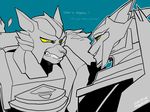  alien anthro beast_wars canine cybertronian decepticon dialogue duo english_text fur hi_res kkingkk machine male mammal maximal monochrome open_mouth robot silverbolt simple_background smile steeljaw teeth text transformers transformers_rid2015 wolf yellow_eyes 
