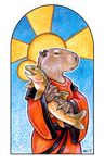  2008 anthro black_eyes capybara duo feral male mammal open_mouth rodent saint saint_snargus trout ursula_vernon yellow_eyes 
