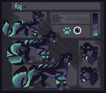  black_fur blue_fur feline fur kitchiki male mammal model_sheet paws purple_fur saber-toothed_cat smile standing 