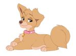 alpha_channel angel_(lady_and_the_tramp) canine collar disney dog female feral fur kitchiki lady_and_the_tramp mammal paws purple_eyes simple_background smile solo tan_fur transparent_background 