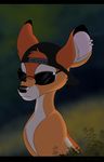  bambi bambi_(film) black_bars black_nose brown_fur cervine deer disney ear_piercing eyewear feral fur kitchiki male mammal piercing solo sunglasses 