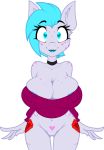  &lt;3 areola blue_eyes blue_hair blue_lipstick bottomless breasts choker cleavage clothed clothing dawny_(oc) equine fan_character freckles hair horse hybrid jrvanesbroek lipstick makeup mammal my_little_pony nipple_bulge nipples pony pussy solo sweater thigh_gap wide_hips zebra 