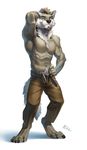  2017 abs anthro armpits biceps canine clothed clothing kahito_slydeft_(artist) male mammal muscular nipples pecs topless wolf 