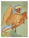 brown_feathers brown_fur cutie_mark equine feathered_wings feathers female fur hooves kitchiki mammal my_little_pony pegasus rainbow-hair smile wings 