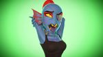  2017 3d_(artwork) anthro big_breasts breasts digital_media_(artwork) eye_patch eyewear female fish hair marine orgasm_face red_hair solo undertale undyne uwotinfokm8 video_games yellow_eyes 