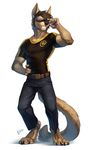  anthro biceps canine clothed clothing dog kahito_slydeft_(artist) male mammal 
