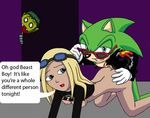  all_fours anthro beast_boy blonde_hair bottomless breasts butt clothed clothing crossover dc dc_comics dcau dialog doggystyle female from_behind green_body grin group hair half-dressed hedgehog human humor infidelity interspecies looking_at_viewer looking_back male mammal nipples penetration scourge_the_hedgehog sega sex shirt shirt_lift shocked sonic_(series) sonic_team straight teen_titans terra terra_(teen_titans) text the_other_half theotherhalf walk-in watching 