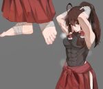  abs barefoot highres jager muscular muscular_male osana_reimu sendai_hakurei_no_miko sweat toes touhou 