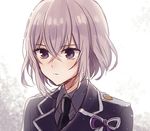  amane_kurumi honebami_toushirou male_focus military military_uniform necktie purple_eyes touken_ranbu uniform upper_body white_hair 