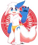  anthro anthrofied bulge chest_tuft clothed clothing loincloth looking_at_viewer male mammal open_mouth shiny_pok&eacute;mon signature solo topless tuft waving whiteleo zangoose_day 