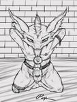  alternate_version_available anthro athletic balls circumcised cock_ring erection front_view fur greyscale hands_behind_head harness league_of_legends leather_strap looking_down male mammal mohawk monochrome nipple_piercing nipples nude pawknight pecs penis piercing raised_arm rumble signature sketch solo spread_legs spreading video_games yordle 