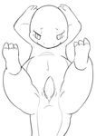  2016 animal_genitalia black_and_white charmander cryodrgnate erection feral front_view genital_slit hands_above_head hindpaw looking_at_penis lying male monochrome nintendo on_back paws penis pok&eacute;mon scalie sketch slit solo tapering_penis video_games 
