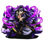  black_eyes black_footwear black_hair boots divine_gate fairy_tail full_body hair_between_eyes looking_at_viewer magic male_focus official_art shadow solo transparent_background ucmm zeref 