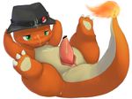  2016 after_sex animal_genitalia anus blush censored charmander claws cloaca cum cum_in_ass cum_inside cum_leaking cum_on_face cum_on_own_face cum_on_penis cum_on_self cum_on_stomach cute_fangs erection feral fire front_view green_eyes hat hi_res hindpaw ineffective_censorship legs_up looking_at_penis looking_pleasured lying male nintendo on_back paws penis pok&eacute;ball pok&eacute;mon precum scalie simple_background smile solo tongue tongue_out video_games white_background ビビリ 