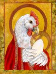  avian bird chicken duo egg feathered_wings feathers female the_madonna_(religion) ursula_vernon wings yellow_eyes 
