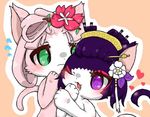  artist_request black_hair cat cat_busters furry green_eyes nude pink_hair purple_eyes 