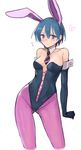  :/ aimitsu_(ibityuttyu) akuma_no_riddle alternate_costume animal_ears arm_at_side arm_behind_back ass_visible_through_thighs azuma_tokaku bangs bare_shoulders between_breasts black_gloves black_leotard black_neckwear blue_eyes blue_hair blush breasts breasts_apart bunny_ears bunnysuit center_opening closed_mouth collarbone contrapposto cowboy_shot cross-laced_clothes detached_collar diagonal_stripes elbow_gloves embarrassed fake_animal_ears flying_sweatdrops gloves groin hair_between_eyes heart heart-shaped_pupils highleg highleg_leotard highres hips leaning_to_the_side legs_apart leotard looking_at_viewer medium_breasts mini_necktie necktie necktie_between_breasts pantyhose parted_bangs purple_legwear purple_neckwear short_hair simple_background sleeve_cuffs solo spoken_heart standing strapless strapless_leotard striped striped_neckwear sweatdrop symbol-shaped_pupils white_background 