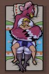  animal_humanoid anthro avian avian_humanoid bed big_breasts bird breasts breath_of_the_wild bulge clothing duo embrace female humanoid hylian hypfoo link male nintendo nude rito rito(species) size_difference the_legend_of_zelda underwear video_games wings 