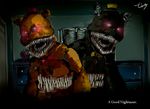  2017 animatronic bear five_nights_at_freddy&#039;s five_nights_at_freddy&#039;s_4 glowing glowing_eyes machine mammal nightmare_(fnaf) nightmare_fredbear_(fnaf) robot timetime726 video_games 