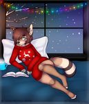  anthro book canine clothed clothing female fur hair hot_chocolate inside mammal nanokyuu open_mouth pillow polarlights solo 