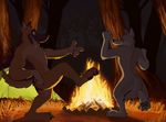  bonfire brown_fur canine dancing fur male mammal nude paintfox white_fur 