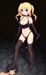  bdsm blonde_hair chain collar commentary_request dominatrix elbow_gloves enu_naitsu gloves navel sadism twintails 