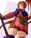  armor ass brown_hair heterochromia isu long_hair lowres oekaki onimusha onimusha:_dawn_of_dreams ponytail solo when_you_see_it yagyuu_juubei_(dawn_of_dreams) 