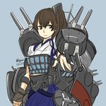  anchor bad_id bad_pixiv_id brown_eyes brown_hair hakama japanese_clothes kaga_(battleship) kaga_(kantai_collection) kantai_collection rakugaki_kogawa rigging side_ponytail tasuki tosa_(kantai_collection) turret 