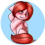  captainpudgemuffin equine female feral fluffy fur hair mammal pegasus pink_fur red_hair smile solo wings 