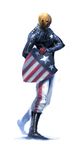  bald boots dark_skin dark_skinned_male full_body gloves highres male_focus marvel naratani patriot_(marvel) shield simple_background solo white_background white_eyes 