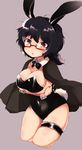  animal_ears bad_id bad_pixiv_id bangs black_bow black_eyes black_hair black_leotard black_neckwear bow bowtie breast_hold breasts bunny_ears bunny_tail bunnysuit cleavage cowboy_shot cropped_legs crossed_arms detached_collar fake_animal_ears fake_tail garters girls_und_panzer glasses grey_background haori japanese_clothes large_breasts leotard looking_at_viewer messy_hair oryou_(girls_und_panzer) parted_lips red-framed_eyewear semi-rimless_eyewear short_hair short_ponytail simple_background sketch solo standing strapless strapless_leotard tail toyosu_toyosu under-rim_eyewear wrist_cuffs 