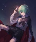  androgynous antennae cape green_eyes green_hair insect_girl isshin_(kaxz) looking_at_viewer pumpkin_pants short_hair smile solo touhou wriggle_nightbug 