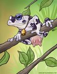  amphibian blue_eyes bovine cattle cowbell female feral frog hybrid mammal plant solo ursula_vernon 