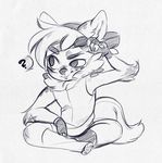  ? anthro blue_theme canine chibi clothed clothing fur hair higgyy male mammal sitting sketch smile solo 