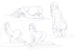  ass character_sheet highres long_hair monochrome norakura_(nr_kura) original panties pose sketch thighhighs underwear 