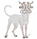  2_heads alien ambiguous_gender canine daryabler feral horn hybrid mammal multi_head solo standing 