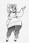  anthro clothed clothing female higgyy mammal monochrome open_mouth overweight rodent sketch smile solo squirrel standing 