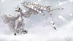  16:9 2015 angry anthro avian beak bird breasts claws digital_media_(artwork) digitigrade eyelashes feathered_wings feathers featureless_breasts female green_eyes hi_res hy_thegreykatt multicolored_feathers nude outside owl snow snowball_fight snowy_owl standing tail_feathers wide_hips winged_arms wings 