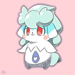  anthro blue_fur clothing cocotama fur himitsu_no_cocotama kesu_pu looking_at_viewer male panties parine red_eyes simple_background solo underwear white_fur 